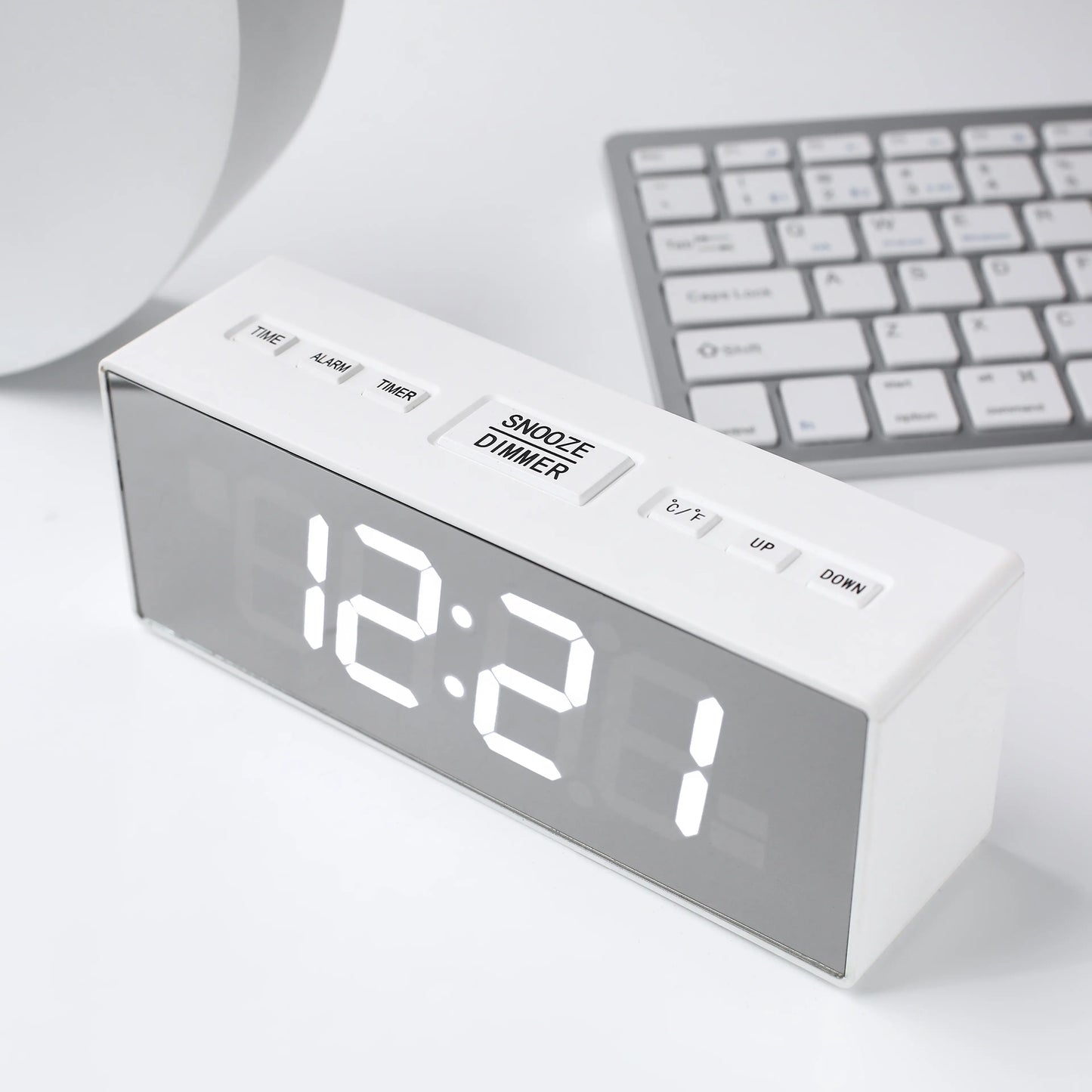 Digital Alarm Clock for Bedroom - Large Mirror Display, USB Port, Loud Alarm for Heavy Sleepers, Adjustable Brightness, Snooze Feature, Daylight Saving Time, 12/24 Hour Format, Decorative Electric Desk Clock