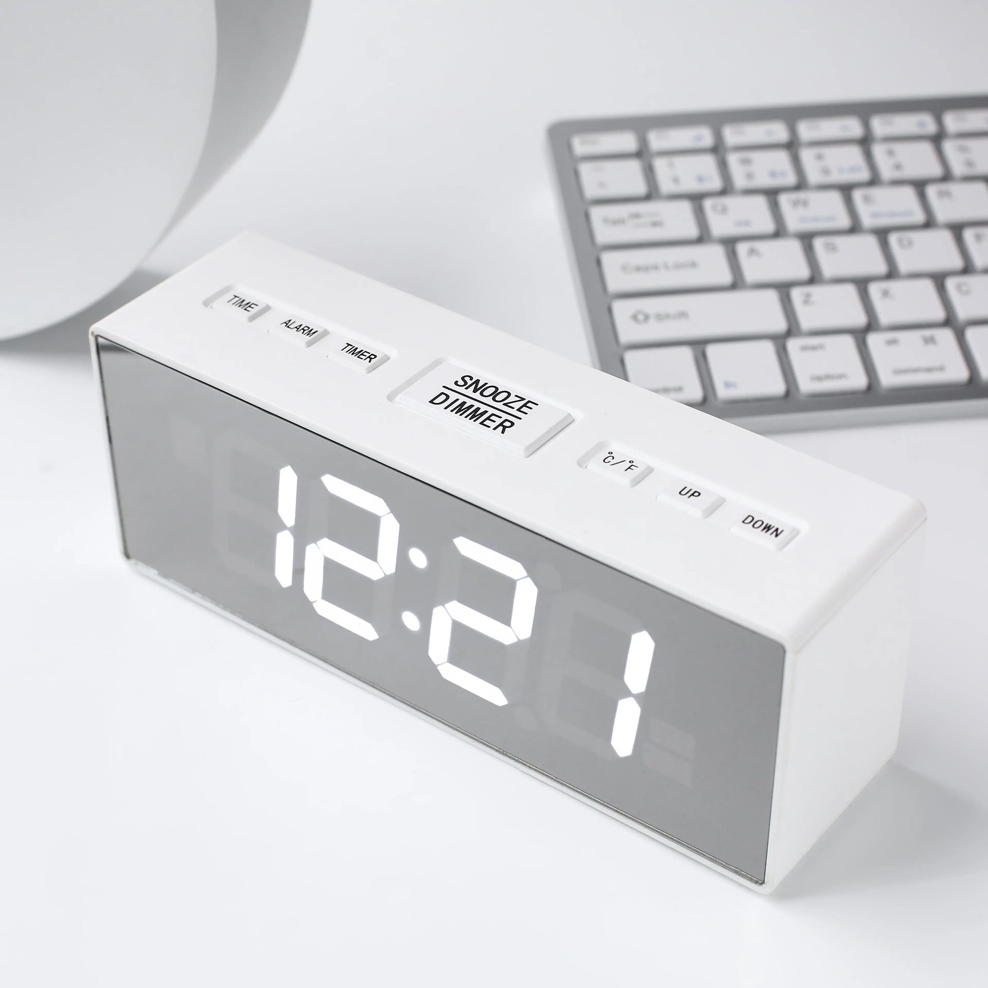 Digital Alarm Clock for Bedroom - Large Mirror Display, USB Port, Loud Alarm for Heavy Sleepers, Adjustable Brightness, Snooze Feature, Daylight Saving Time, 12/24 Hour Format, Decorative Electric Desk Clock