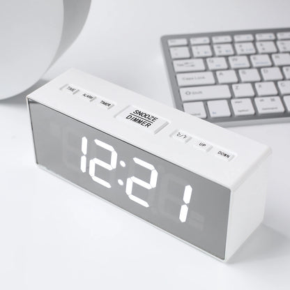Digital Alarm Clock for Bedroom - Large Mirror Display, USB Port, Loud Alarm for Heavy Sleepers, Adjustable Brightness, Snooze Feature, Daylight Saving Time, 12/24 Hour Format, Decorative Electric Desk Clock