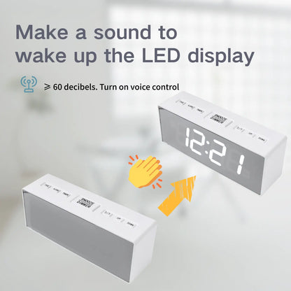 Digital Alarm Clock for Bedroom - Large Mirror Display, USB Port, Loud Alarm for Heavy Sleepers, Adjustable Brightness, Snooze Feature, Daylight Saving Time, 12/24 Hour Format, Decorative Electric Desk Clock