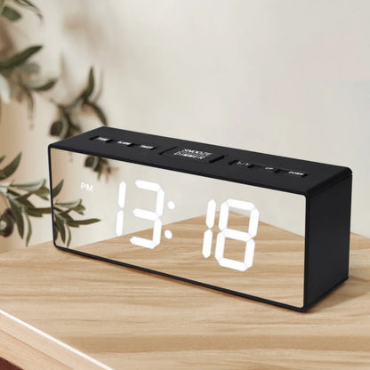 Digital Alarm Clock for Bedroom - Large Mirror Display, USB Port, Loud Alarm for Heavy Sleepers, Adjustable Brightness, Snooze Feature, Daylight Saving Time, 12/24 Hour Format, Decorative Electric Desk Clock