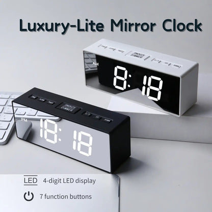 Digital Alarm Clock for Bedroom - Large Mirror Display, USB Port, Loud Alarm for Heavy Sleepers, Adjustable Brightness, Snooze Feature, Daylight Saving Time, 12/24 Hour Format, Decorative Electric Desk Clock