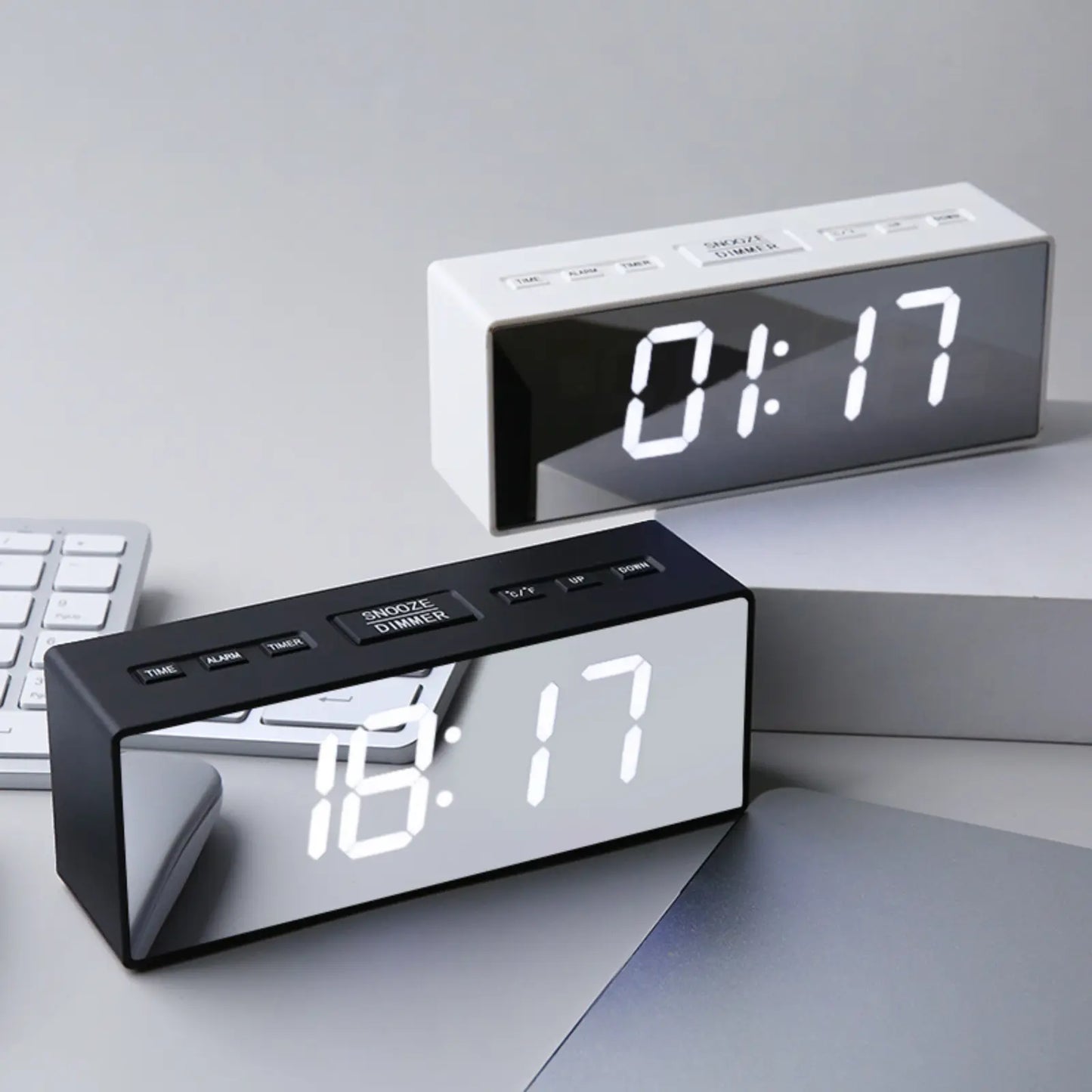 Digital Alarm Clock for Bedroom - Large Mirror Display, USB Port, Loud Alarm for Heavy Sleepers, Adjustable Brightness, Snooze Feature, Daylight Saving Time, 12/24 Hour Format, Decorative Electric Desk Clock