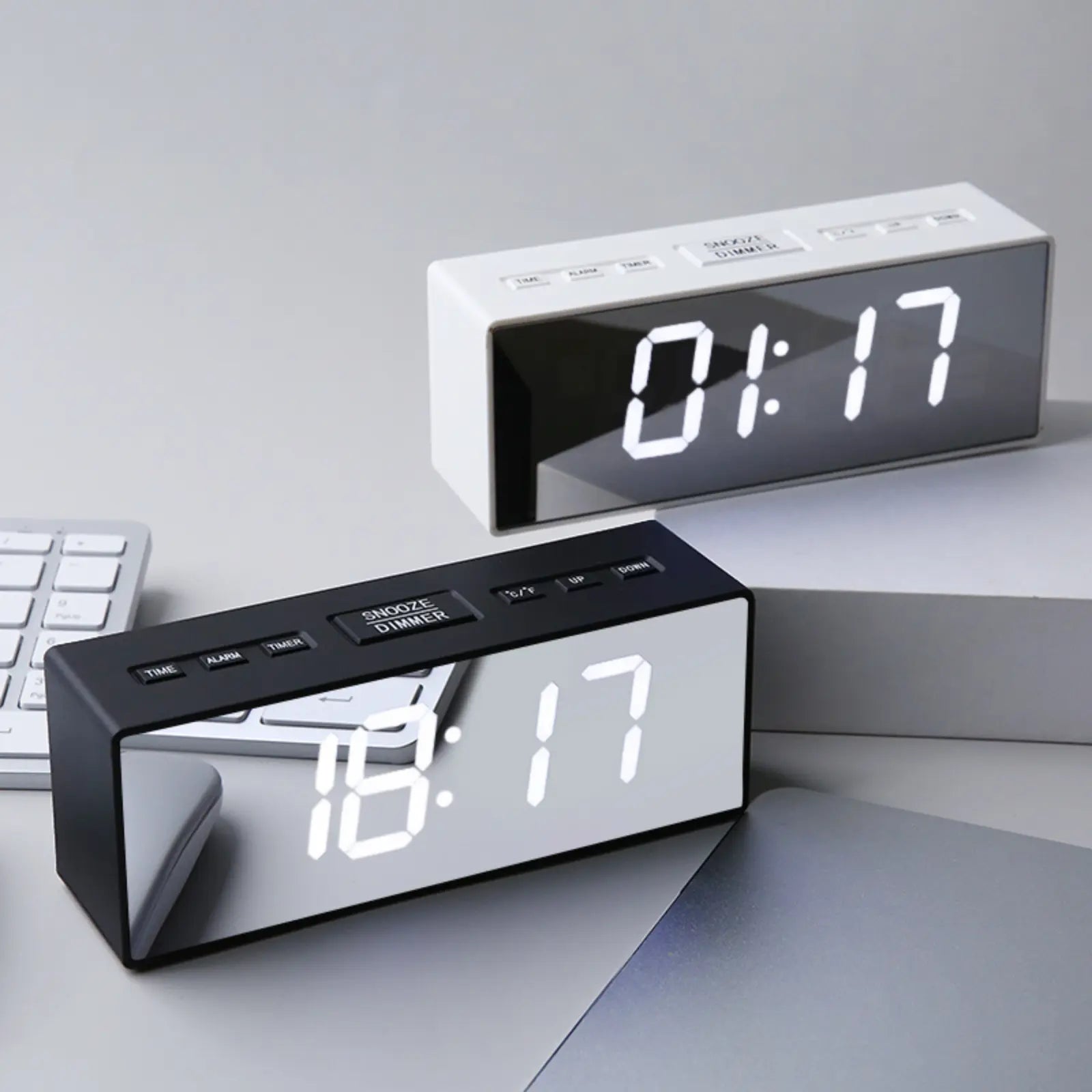 Digital Alarm Clock for Bedroom - Large Mirror Display, USB Port, Loud Alarm for Heavy Sleepers, Adjustable Brightness, Snooze Feature, Daylight Saving Time, 12/24 Hour Format, Decorative Electric Desk Clock
